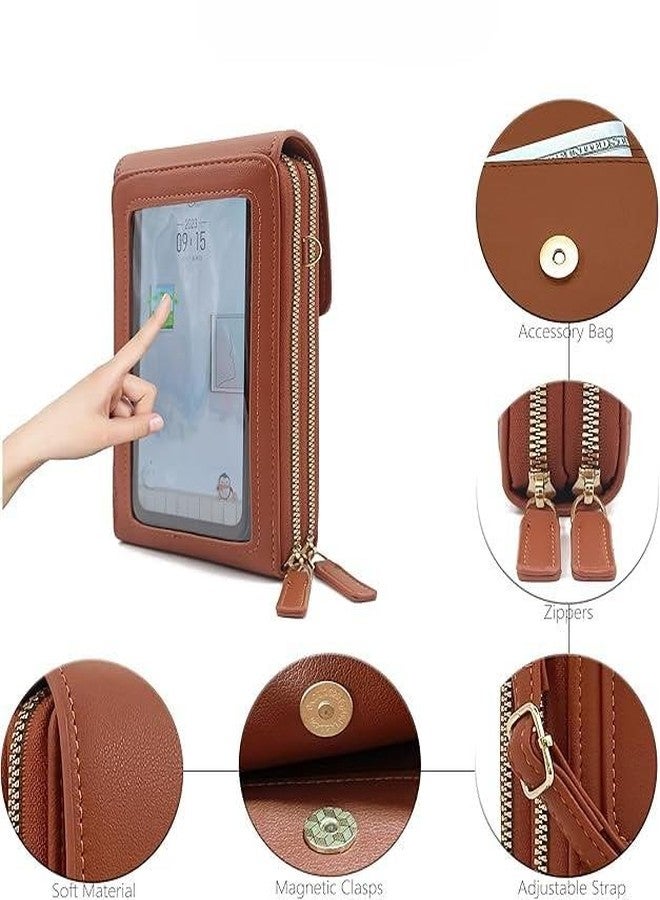 REMICH Lightweight Touch Screen Phone Crossbody Bag for Ladies, Premium PU Leather Mobile Pouch with Wallet Storage, Card Slots, Coin Sections & Adjustable Shoulder Strap [[ 1Pc, Multi ]] - Image 4